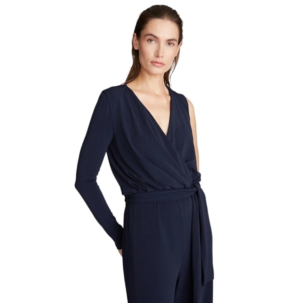 Halston Felix Matte Jersey Jumpsuit, Size 6, Navy, NWT - Picture 5 of 16